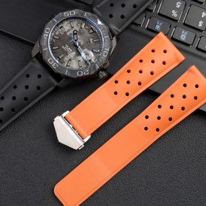 Silicone Watch Band 22 mm voor tag heuer F1 CLACLERA DIVEND Ademend rubber duurzame riemwatch -accessoires