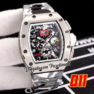 2022 A21j Automatic Mens Watch Steel Case Big Date Skeleton Dial Gray White Camouflage Rubber Strap Super Edition 5 Styles Puretime01 E139-011B2