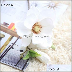 Decorative Flowers Wreaths Festive Party Supplies Home Garden 1 Pce Silk Magnolia Branch Artificial High Quality Fake Flower For Diy Weddi