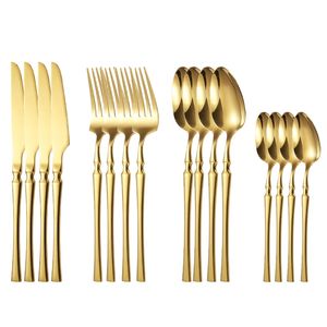 16st Gold Cutery Set Forks Knives Spoons Moderbild Diskmaskin Safe Rostfritt stål Western Table Product Wedding Gift