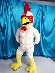 White Cock Chickens Mascot Kostym för reklam för parti Cartoon Character Mascot Costumes Support Customization