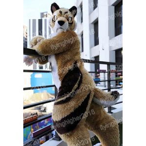 Halloween long Fur Husky Dog Fox Mascot Costume Cartoon Character de anime Carnival Adult Unisisex Dress Faculdade de aniversário de Natal Roupa ao ar livre