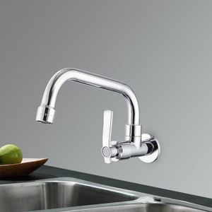 Kitchen Faucets Copper Wall Mount 360 Rotating Swivel Basin Sink Faucet Single Handle Cold Tap Fold Expansion G1/2Kitchen