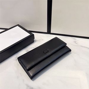 Stylish Men Leather Money Clips Long Flip Wallets Letter Icon Buckle Purse Bag Handbags Card Holder Coin Wallet Gift With Box