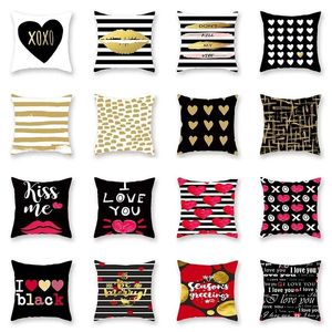 Valentines Pillows Case Valentine's Day stripe Letter Love print Pillow Cover 44*44cm Sofa Nap Cushion Covers Home Decoration 56styles