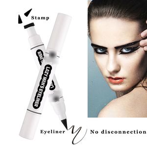 Double Head Stamp Black Eyeliner Long-lasting Waterproof Sweatproof Not Blooming Marker Triangle Stamps 2 in 1 Eye Liner Make Up Comestics YS0039