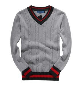 Mäns Polo Tröjor Designer Pullover Vår och Höst Liten Hästmärke För Tjockad Sticka Vinter Klassisk Mäns Button-Down V-Neck Fashion Clash Bottom Sweater