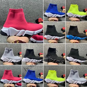 Balenciaga Speed Çocuklar Moda Koşu Ayakkabı Ayakkabı Ayak Bileği Çizmeler Streç Mesh Yüksek Üst Bıkıştırma Eğitmen Örgü Çorap Orta Top Trainer Sneakers