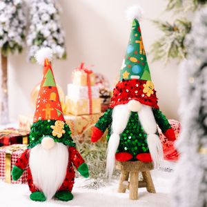 クリスマススパンコールのノーム装飾手作りのぬいぐるみスウェーデンのトムテのキッチンシェルフ暖炉飾りPhjk2208