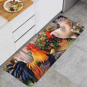 Carpets Sunflower And Rooster Kitchen Mat Non-Slip Carpet Indoor Outdoor Floor Mats Bedroom Bath Entrance Rugs Doormat DecorCarpets