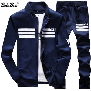 Bolubao Spring Men Set Quality Fleece Sweatshirt Pants Man Tracksuit Sporting Sweat Suits Mens Survetement Sportswear 201118