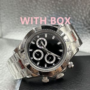 Relógio masculino automático de 40 mm com moldura de cerâmica preta 904L totalmente em aço inoxidável pulseira de disco branco fecho dobrável resistente à água relógio de safira luminosa Montre de luxe