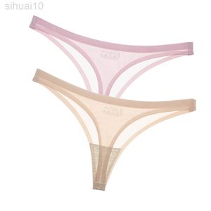 2 PCs/Party tardas sem costura mulheres Sexy Briefes de Nylon Ladies G String Briefes Invisíveis Comfort Cotton Cross Lingerie M L L220801