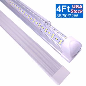 4FT industrial LED Shop Light Luminária, 48 '' Tubo LED integrado 48 '', plugue de 4 pés em lâmpadas laçadas para garagem, armazém, forma V, 36W 50W 72W 4 'barra de tira