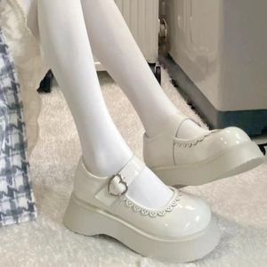 Dress Shoes White Women Boots Japanse Style Lolita Vintage Soft High Heel Platform College Student Mary Janes Bootsdress