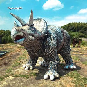 Real Inflatable Triceratops Jussica Park Animal Model 5m Blow Up Dinosaur Balloon For Museum Event