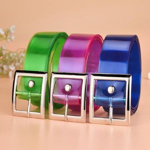 Belts Style Child Transparent Plastic Belt Silver Square Metal Buckle Waistband Designer Black Girls Jeans Short Waist 2022