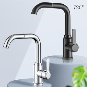 Bathroom Sink Faucets 720° Swivel Faucet Mixer Deck Mounted Splash Proof Water Tap Shower Head Aerators Plumbing Tapware For Baththroom