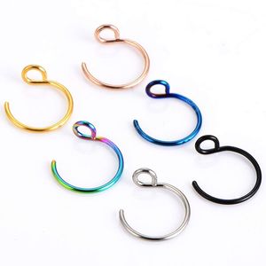 Septum Ring Hoop 20g Steel Faux Nose Lip Labret Näsborre Piercingar Oreja Cilp på näsan Piericng Kvinna Män Kroppsmycken