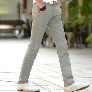 Summer Thin Men Linen Cotton Slacks Men's Trousers Business Casual Straight Men Long Suit Pants High Quality Pontalon Homme 201128