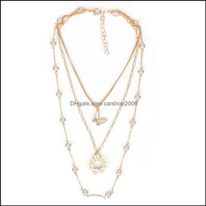 Pendant Necklaces Pendants Jewelry Size Pearl Mix And Match Gold Alloy Butterfly Snowflake Fashion Noble Elegant Temperament Clavicle Chai