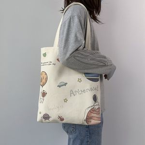 Depolama çantaları kadın tuval shouler çantaları Koreli karikatür hediye öğrencileri pamuklu kumaş alışveriş çantası eko çanta tote