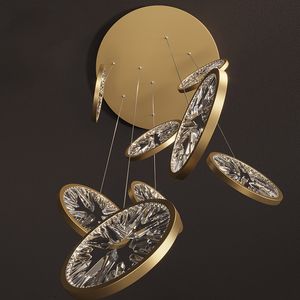 Pendelleuchten Moderne Kristall-Kronleuchter für Treppenhaus Led Gold/Schwarz Esszimmer Hängelampe Luxus Ring Design Schlafzimmer Beleuchtung Runder Glanz