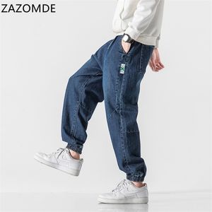 ZAZOMDE brand large size mens spring autumu youth jeans loose plus size fashion pants anklelength streetwear M3XL 201111
