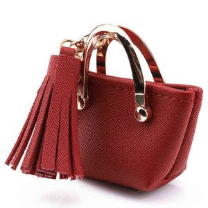 ZG pequeno saco keychain mini moeda bolsa cinza rosa azul decoração vermelho decoração chave chaveiro pu penhor de couro armazenamento pingente de moda jóias aa220318