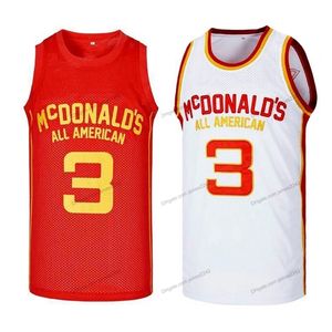 Nikivip Custom Durant # 3 McDonald American Basketball Jersey Sewn White Red S-4XL Nome e numero Massima qualità
