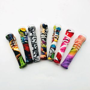 Colorful Silicone Portable Filter Pipes Dry Herb Tobacco Thick Glass Bowl Key Buckle Smoking Catcher Taster Bat Handpipes Cigarette Holder Tips Mouthpiece DHL