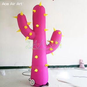 Exquisites, 3 m hohes rosafarbenes aufblasbares Kaktusmodell für Werbung/Förderung/Event-Dekoration, hergestellt in China