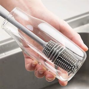 Silicone Scrubber Cleaner Kitchen Tool Long Handle Drink Wineglass Bottle Glass Cup Cleaning Brush 220618