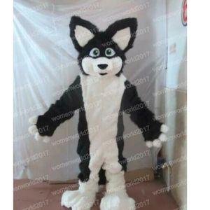 Halloween Black Husky Fox Dog Maskottchen Kostüm Hochwertige Cartoon Charakter Outfits Anzug Unisex Erwachsene Outfit Weihnachten Karneval Kostüm