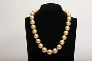 Chains Huge Elegant 18"12-15mm & 12mm Earring Natural South Sea Genuine Golden Round Pearl Necklace Women Jewelry ChainsChains
