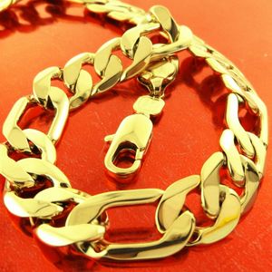 Necklace Chain Real 18k Yellow Filled Gold Solid Heavy Figaro Link Design 24" 8mm