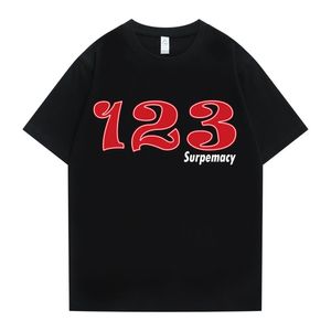 Surpemacy Trends Designer Brand Women T-shirt número 123 Hip Hop Men tee rock feminino masculino de manga curta menina menina