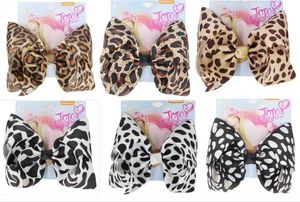 Yeni Swia 8 inç büyük leopar bowknot baskı kurdele saç yayları ile klipler için klipler kızlar butik saç klipsleri saç aksesuarları 8pcs