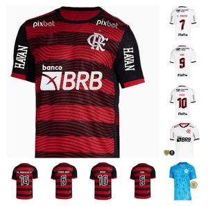 2022 Flamengo voetbaltruien David Luiz Diego E Ribeiro Gabi de Arascaeta B Henrique Camisa de Futebol Flamenco voetbal shirts speler versie man kinderen