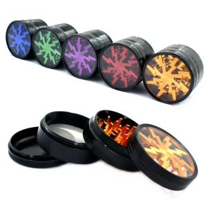 Retail Metal Tobacco Smoking Herb Grinders 63mm Aluminium Alloy Grinders With Clear Top Window Lighting Grinder