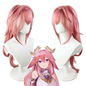 Genshin Impact yae cosplay wig scalp Scalulation Pink Long Long anime anime wigs genshin inazuma yae cosplay hair y220512