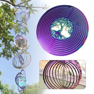 Dekorativa föremål Figurer Vindspinnar Rostfritt stål 3D Roterande klocka för heminredning Estetisk trädgård hängande dekoration utomhus vinst