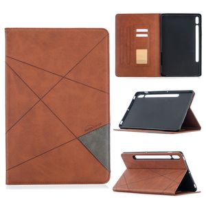 Geometric Suck Magnetic PU Leather Case for Samsung Tab S7 T870 S8 X700 X706 11inch Wallet Flip ID Slot Magnet Holder