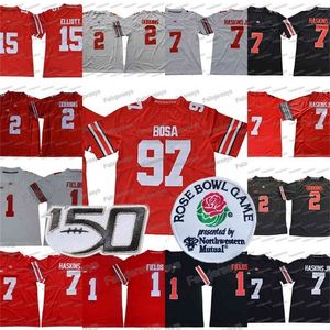 UF CEOTHR 2019 Ohio State Buckeyes #97 Nick Bosa #1 Justin Fields JK Dobbins #15 Elliott Dwayne Haskins Jr. OSU Rose Bowl NCAA 150th Jersey