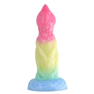NXY Dildos Renkli Sıvı Silika Jel Kalın Özel Şekilli Penis Erkekler ve Kadınlar Için Vantuz Yanlış Yumuşak Anal Plug Ilginç 0317