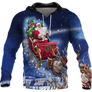 Męskie bluzy bluzy Święta Bożego Narodzenia Sweter z nadrukiem Autumn Święty Mikołaj Santa Claus Modne koszule na świąteczne odzież Streetwear 230206