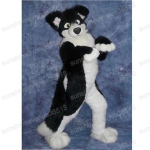 Halloween Black Husky Fox Dog Mascot Costume Cartoon Theme Character Carnival Unisex vuxna storlek Jul födelsedagsfest fancy outfit