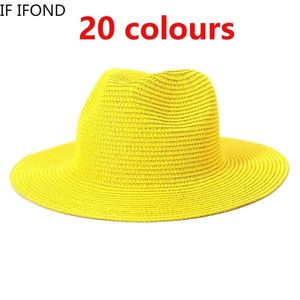 Wholesale Men Women Summer Panama Wide Brim Straw Hats Fashion Colorful Outdoor Jazz Beach Sun Protective Cap 220627