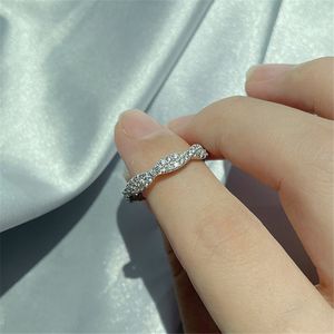 Crossed designer ring for woman Wedding Rings 925 Sterling Silver White 5A Cubic Zirconia With Box Engagement Propose Diamond rings jewelry Size 5-10 Top Quality