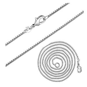 925 Sterling Silver Slim Box Chain Necklace Women Girls Children 16-24inch Jewelry kolye collares collie GC1293